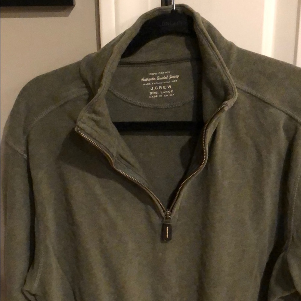 J Crew 1/4 zip olive sweatshirt